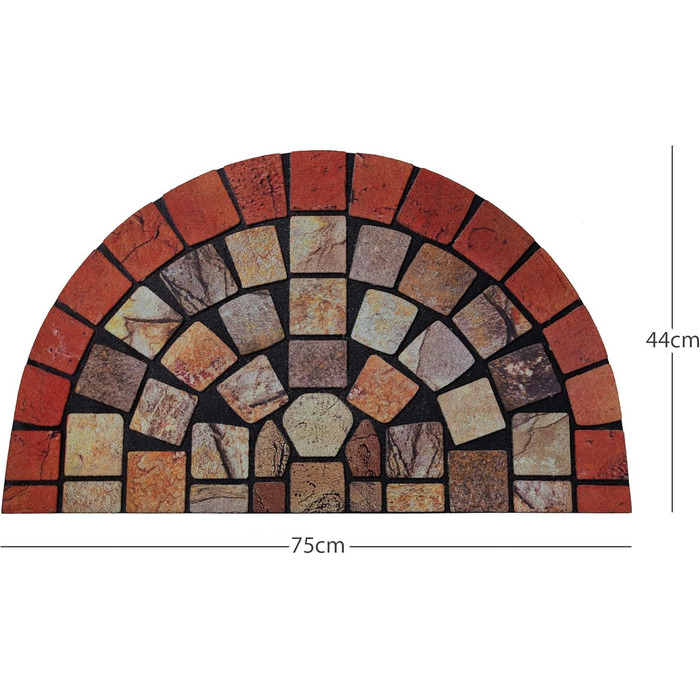 Килимок для дверей Nicoman Elegant Tile Mat Barrier, екологічний, стійкий до подряпин та ковзання, для використання всередині та зовні приміщень, форма півмісяця (75x44 см), червона облямівка, червона облямівка, 75 см (круглий)