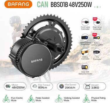 Комплект для переобладнання електровелосипеда Bafang 48 V 250 Вт середнього приводу