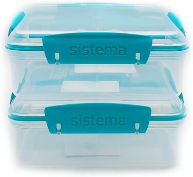 Набір контейнерів для обіду Sistema Подвійний перекус, 975 мл - кольори м'ятний/блакитний