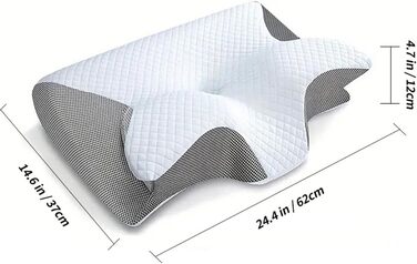 Оригінальна подушка Dreamsleepz, ергономічна подушка 2-в-1, подушка для шиї, подушка для голови для полегшення болю в шиї та плечах, ортопедична подушка для сну на боці, спині та животі (сіра)