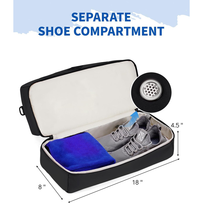 Жіноча дорожня сумка WANDF, сумка для ручної поклажі Easyjet, 45x36x20 см, велика спортивна сумка з відділенням для взуття та відділенням для вологих речей, дорожня сумка на вихідні для жінок та чоловіків для подорожей літаком та використання в спортзалі 