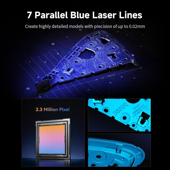 Сканер Creality Raptor, портативний сканер із точністю 0,02 мм, промислове блакитне світло, відстеження анти-тремтіння, швидкість