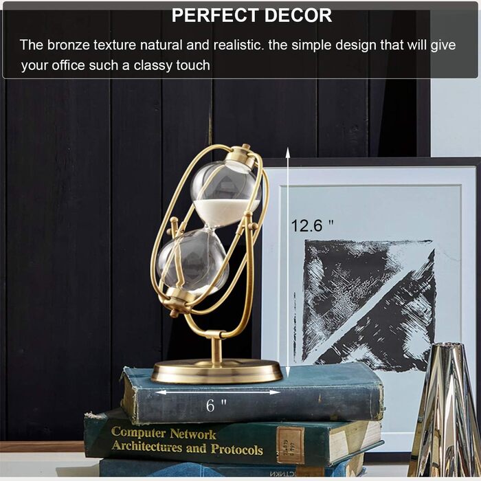 Пісочний годинник SuLiao для посуду, поворотний на 720, старовинний білий пісочний годинник, вінтажний пісочний годинник 1 Hora Reloj de Arena, великий метал, пісочний годинник, офіс, письмовий стіл, дім, весільне оформлення (білий, 60 хвилин)