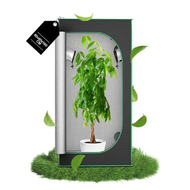 Гроубокс для вирощування в приміщенні, світлонепроникний та водонепроникний, з прозорим вікном огляду. Намет для рослин з тканини Oxford 600D. Намет для вирощування томатів, овочів та інших культур в приміщенні - 80x80x160 см.