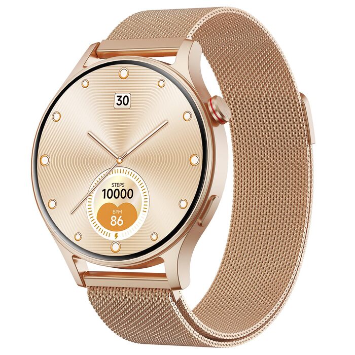 Розумний годинник для чоловіків та жінок, круглий дизайн з функцією телефону - 1,32-дюймовий AMOLED-дисплей, фітнес-годинник з більш ніж 110 спортивними режимами та водонепроникністю 3 атм, сумісний з iOS/Android, крокомір з пульсометром, монітор сну - ро