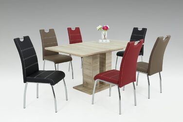 Столи Hela, комплект із 2 обідніх стільців Susi, чорна оббивка зі штучної шкіри, врізна ручка, хромований металевий каркас, 43 x 61 x 98 см, комплект із 2 шт., чорний