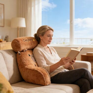 Подушка для читання капібара, плюшева подушка капібара з підлокітником, подушка для читання на ліжку, підтримка спини, м&39яка, зручна подушка для читання, подушка для спини для розслаблюючої роботи, перегляду телевізора, 60*40 см