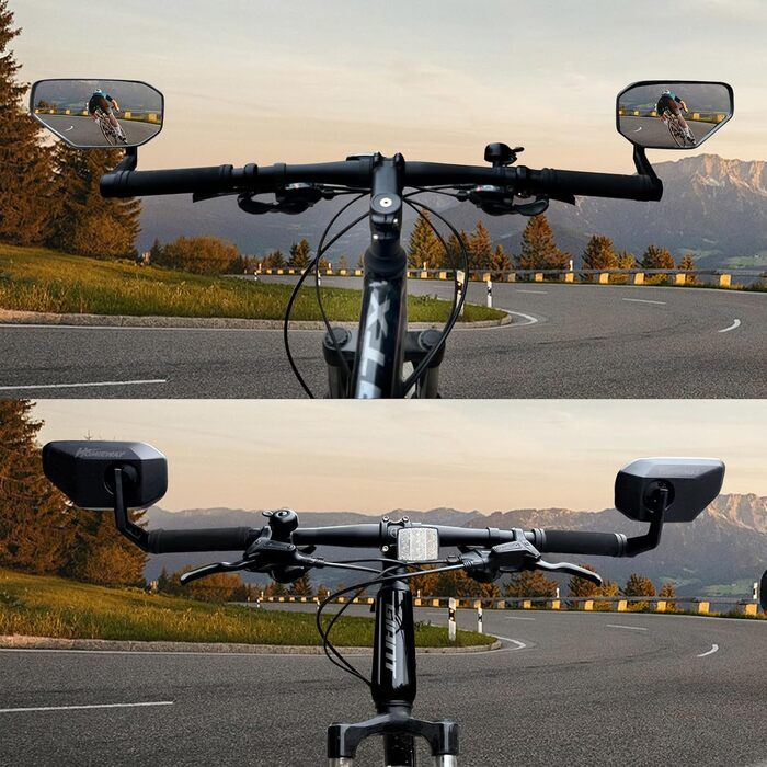 Велосипедні дзеркала, 2 шт., велосипедні дзеркала заднього виду для керма, велосипедні дзеркала зі скляними лінзами, стійкі до подряпин, великі велосипедні дзеркала заднього виду, дзеркала на торці керма для електровелосипедів, ліве та праве (14-20 мм), п