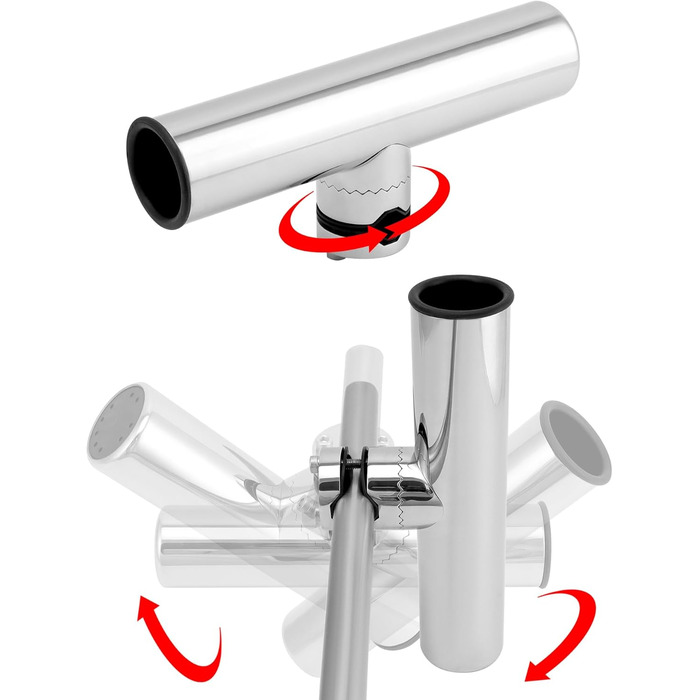 Тримачі для вудок QWORK, 2 шт., поворотні на 360 - нержавіюча сталь 304 - кріпляться до рейок 1925 мм - для риболовлі на човнах та яхтах