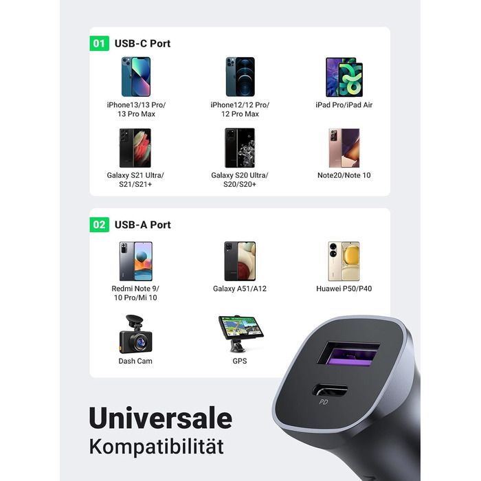 Вт прикурювач USB C USB адаптер Міні металевий автомобільний зарядний пристрій PPS Fast Charge Dual Port Автомобільний зарядний пр