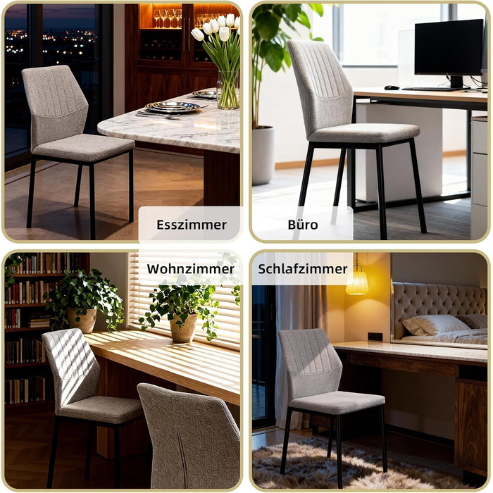 Бежеві обідні стільці, комплект з 4 шт. , кухонні стільці, м&39які стільці, бежеві обідні стільці з поліестеровими сидіннями, для їдальні, вітальні, спальні, бежевий, 4 шт. и