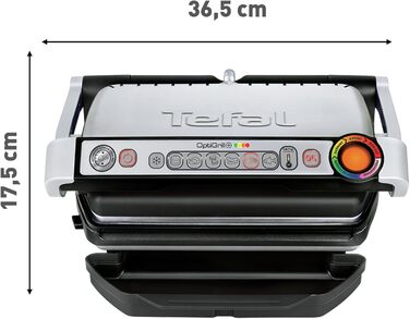 Контактний гриль Tefal OptiGrill, 6 програм, індикатор рівня приготування, знімні пластини, ручний режим, електрогриль, нержавіюча сталь, GC712D12