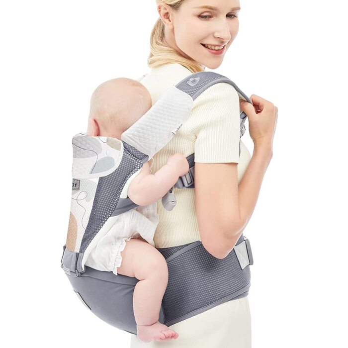 Новий сезонний сірий), 0-36 Months, 3D Air Mesh Baby Carrier Backpack for Newborns to Toddlers, Safety Standard Approved, Ergonomi