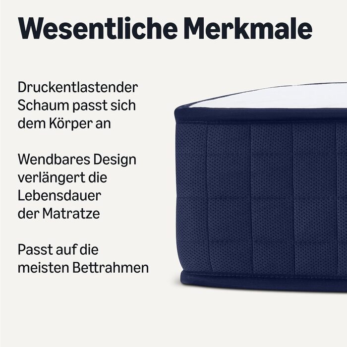 Матрац Storeo Basics з піни з ефектом пам&39яті, рівень жорсткості 3, середньої жорсткості, висота 21 см, розмір 90 x 200 см (90Ш x 200Д x 21В см)