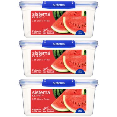 Набір контейнерів для зберігання продуктів KLIP IT PLUS, 3,35 л герметичні, штабельовані та щільні банки з кришками підходять для холодильника/морозильної камери ланчбокс для школи 3 шт. по 3,35 л