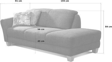 Шезлонг CAVADORE Gootlaand, шезлонг з пружинною серцевиною та лівим підлокітником у стилі кантрі, 194 x 84 x 91 см, коричневий, лівий підлокітник, ніжки натуральний паризько-сірий колір