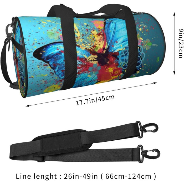 Дорожня сумка-циліндр з метеликами, спортивна сумка для чоловіків та жінок, сумка для подорожей, спортивний баул