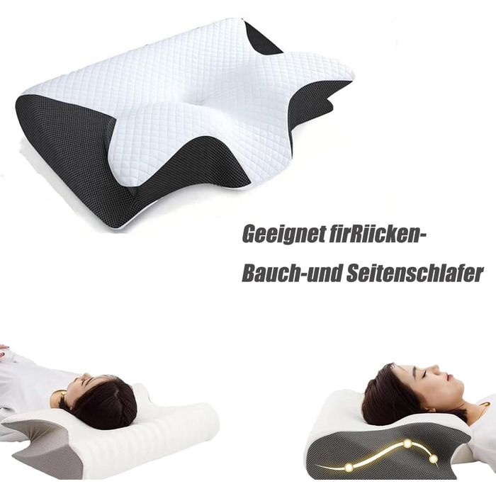 Подушка Dreamsleepz, ергономічна подушка для шиї Dreamsleepz, подушка з піни з ефектом пам&39яті для шийного відділу хребта, для сну на боці, спині та животі, подушка для підтримки шиї (сіра, велика) сіра велика