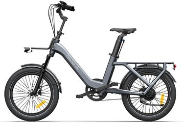 Електричний велосипед, двигун BAFANG, ремінний привід, перемикання двох режимів, електровелосипед 20 дюймів, 2/3 швидкості, жіночий/чоловічий електровелосипед сірого кольору Air One Pro (2 швидкості)