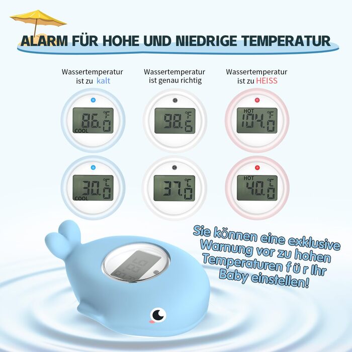 Термометр для ванни для новонароджених, Кімнатний термометр і Термометр для ванни, Швидке й точне вимірювання рівня води з беззвуч