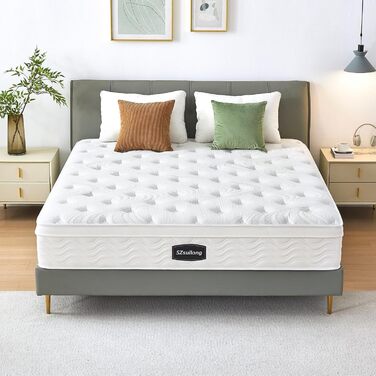 Матрац SZsuilong 200x200 H3 Висота 25 см з комфортною піною, 7-зонний пружинний матрац Pocket Spring, ергономічний пружинний матрац для дорослих, сертифікований ko-Tex та CertiPUR H3/середньої жорсткості 200x200x25 см