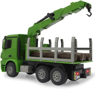 Деревовоз Mercedes-Benz Arocs 120 2,4GHz Повнопривідний, кран та грейфер з дистанційним керуванням, реалістичні звуки з можливістю вимкнення, світло, поворотники, у комплекті колоди.