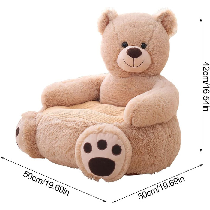 Крісло з ведмедиком для малюків, подушка сидіння, плюшеве, мультяшне, крісло для читання, м&39яке, дитяче, для дому, в дитячі кімнати, прикраса, подарунок для дівчаток, хлопчиків, світло-коричневий ведмедик