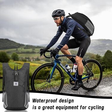 Велосипедний рюкзак-тримач, 15 л / 610 мл пляшка, Надлегкий, Текстиль, Чорний