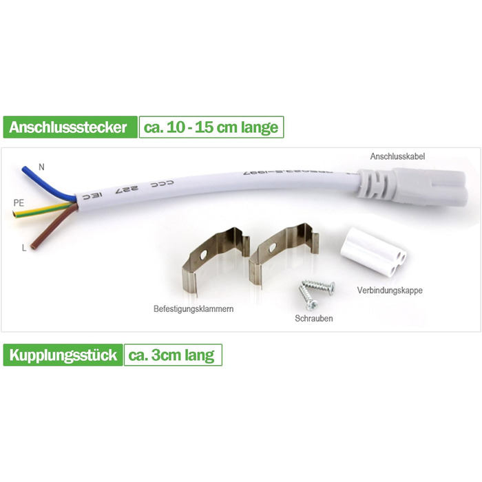 За спеціальною ціною Світлодіодна люмінесцентна лампа з розеткою в комплекті, 60 см. Світлодіодна трубка T8, люмінесцентна лампа, 10 Вт, 1350 люмен, натуральний білий 4000K, прозора кришка, 4 шт.