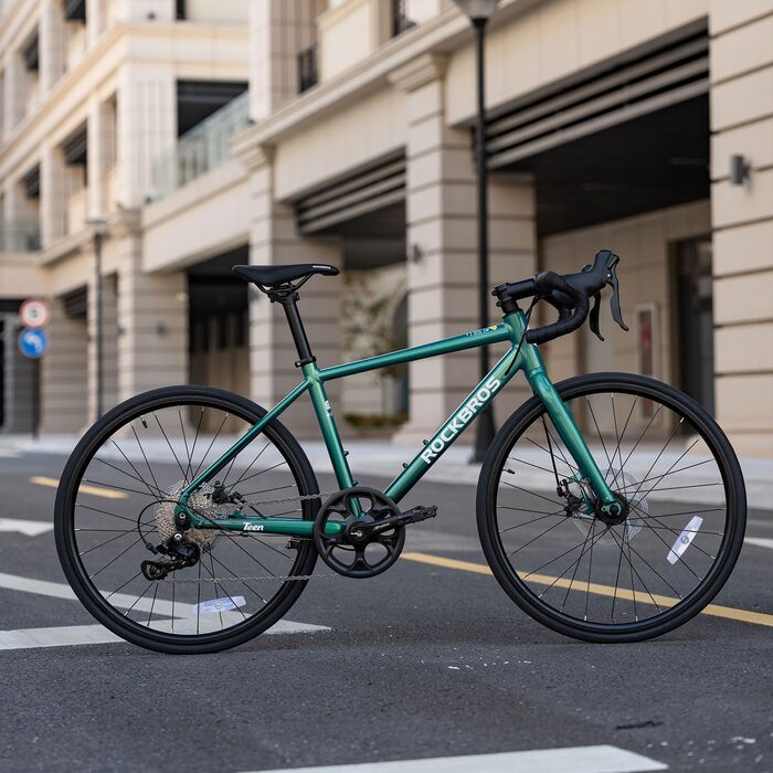 Шосейний велосипед ROCKBROS для підлітків, 22 дюйми, алюмінієвий, дитячий, SENSAH PHI 10-швидкісна система перемикання передач, механічні дискові гальма, легка рама з внутрішнім прокладанням тросів, ергономічний для велосипедистів зростом 140-155 см, бірю