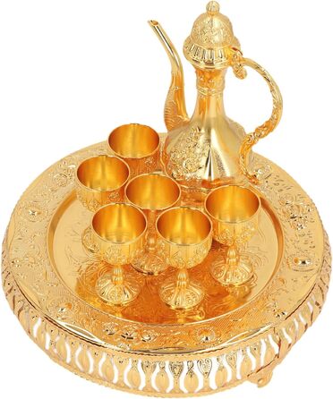 Арамокс Вінтажний чайний сервіз, сплав цинку, елегантний дизайн, ретро-набір для вина, для декору дому, святкових обідів та сімейних зустрічей