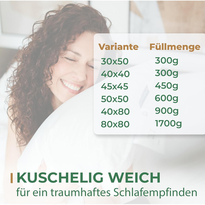 Подушка Пір'яна подушка Зроблено в Німеччині - Подушка з 100 пір'яним наповнювачем - Пір'яна подушка з бавовняним чохлом - Сертифі