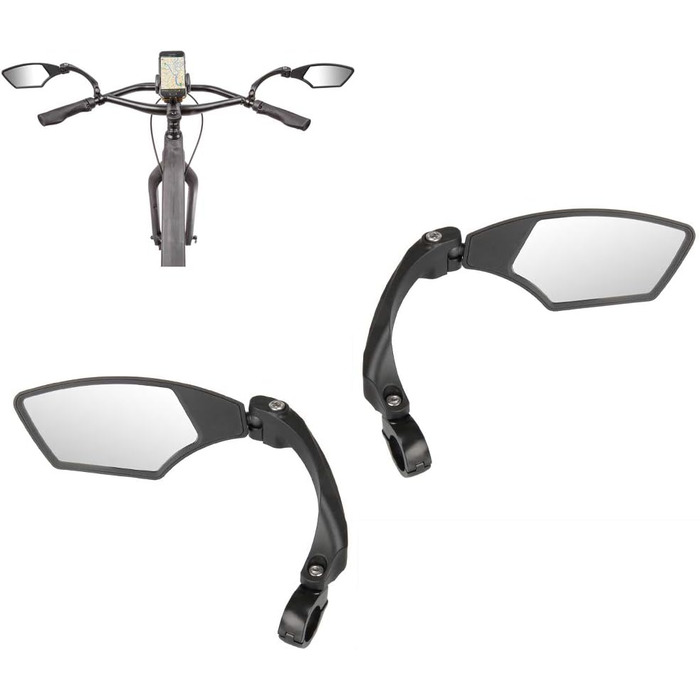Комплект унісекс-дзеркал для велосипеда M-Wave для дорослих SPY Space, чорний, одинарний (правеліве)