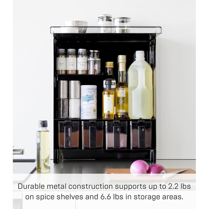 Рівнева підставка для приправ, чорна, сталь/POM смола, 38 x 16,3 x 49,2 см. Чорний колір 16,3 x 38 x 49,2 см (Д x Ш x В), 2010 TOWER 3-