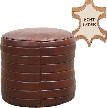 Вінтажний табурет Marrakech з подушкою для сидіння, включаючи наповнювач, виготовлений з натуральної шкіри Пуф-табурет Janeiro кольору коньяку, круглий, 45 см Крісло-мішок для ніг як декор скандинавської спальні та вітальні