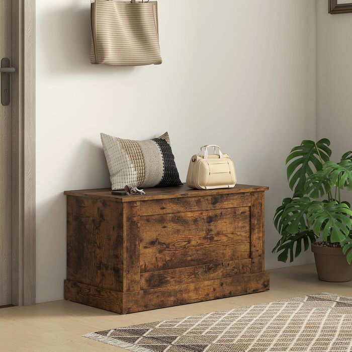 Дерев&39яна скриня для іграшок HOMCOM із запобіжною петлею, для вітальні, передпокій, 80 x 40 x 45 см, рустикальний коричневий