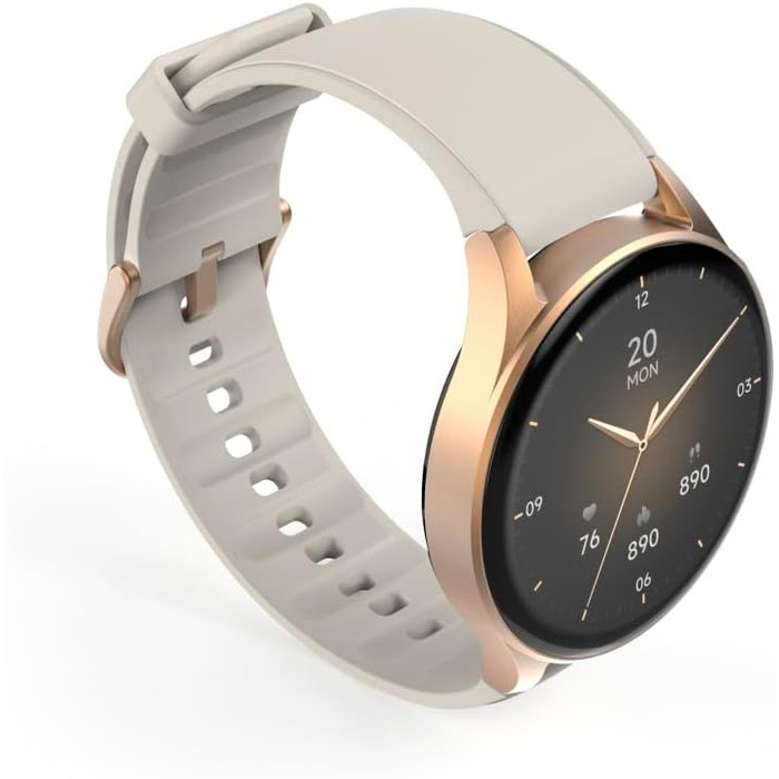 Розумний годинник Hama 8900 з GPS, водонепроникний IP68, функція телефону (сенсорний AMOLED-дисплей, голосове керування, спортивні режими, трекер сну, пульсометр, WhatsApp, годинник для бігу, пульсометр, фітнес-годинник) золотого кольору