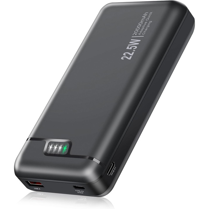 Зовнішній акумулятор мобільного телефону - 22.5W Powerbank USB C Вхід і вихід PD3.0 QC4.0 Функція швидкої зарядки смартфонів, планшетів і т.д., 20000mAh