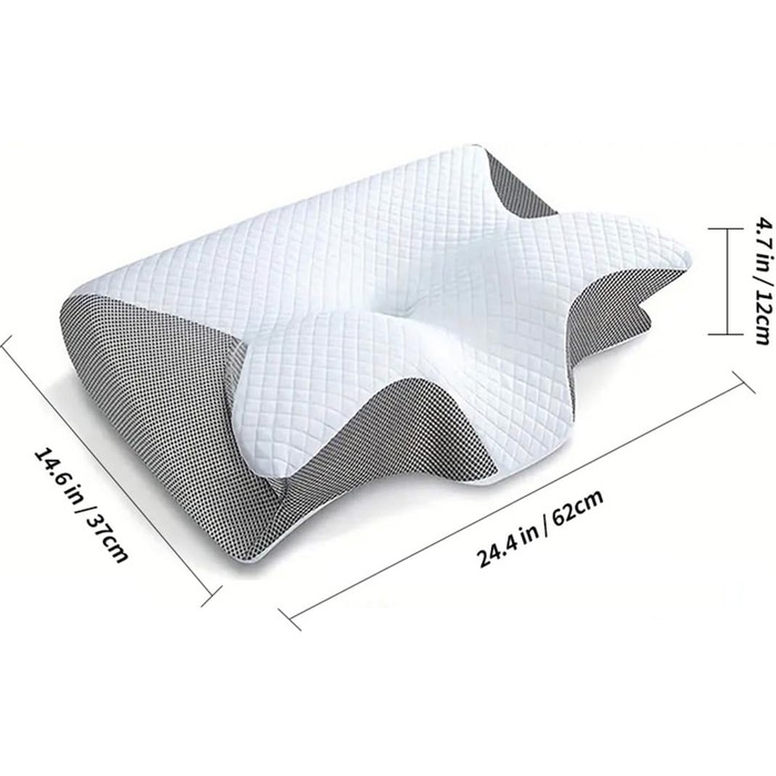 Оригінальна подушка Dreamsleepz, ергономічна подушка 2-в-1, подушка для шиї, подушка для голови для полегшення болю в шиї та плечах, ортопедична подушка для сну на боці, спині та животі (сіра)