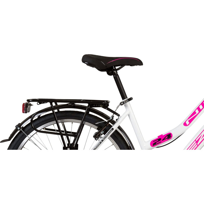 Дюймовий велосипед, велосипед для дівчаток, жіночий велосипед, дитячий велосипед, розмір рами приблизно 42 см, 21 швидкість, білий/рожевий, новий - 049, 24-
