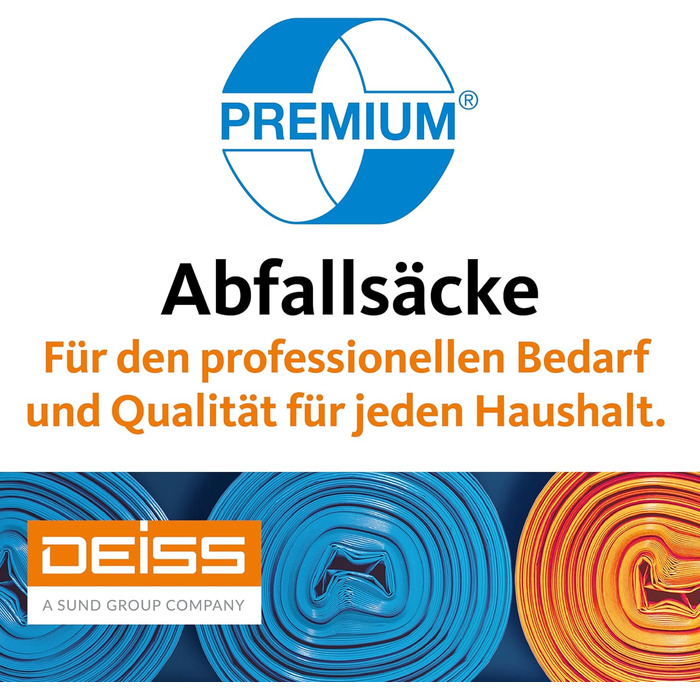 Прозорі сміттєві пакети DEISS PREMIUM, 70 мкм, 120 л, 120 літрів - 70 мкм, 19005, ука (25 шт.), одинарні