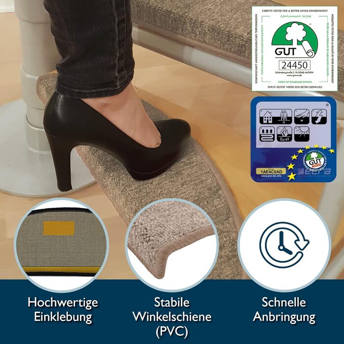 Килимки для сходів Beautissu 55x15 см - 15 шт. вузькі килимки для сходів самоклеючі килимки для сходів в приміщенні килимок для сх