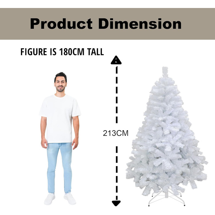 Штучна різдвяна ялинка біла 210 см SHATCHI