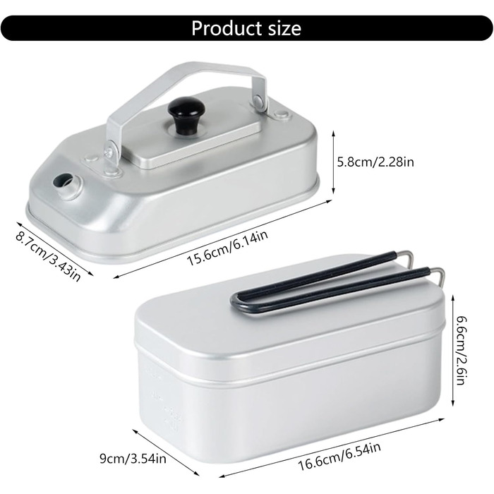 Портативний чайник із 2 предметів, тонкий, міцний посуд для використання на відкритому повітрі з функцією швидкого нагрівання для подорожей, чайник для приготування їжі