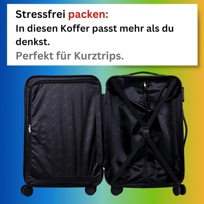 Ручна валіза NOWI 55x40x20 см - підходить для Ryanair, Lufthansa, Eurowings та інших Ручна валіза об&39ємом 36 л з тихими колесами та практичним кодовим замком