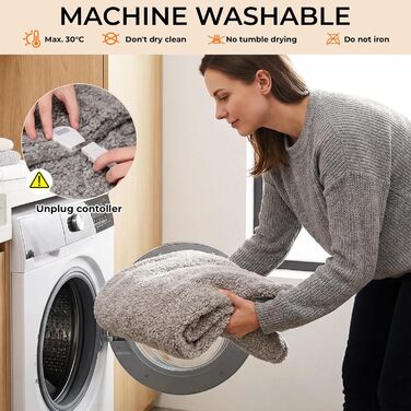 Електрична ковдра з підігрівом TLGREEN з автоматичним вимиканням, імітація овчини, двостороння надзвичайно пухнаста електрична ковдра з підігрівом, 130x180 см, 9 налаштувань нагріву, таймер, затишна ковдра, можна прати для дивана, софи, офісу, домашнього 