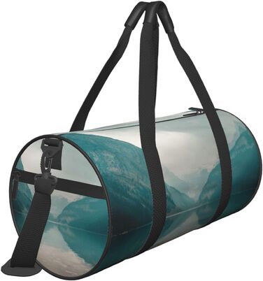 Спортивна сумка, дорожня сумка Банф, з малюнком гірського пейзажу, на нічліг, чорна, універсальний розмір