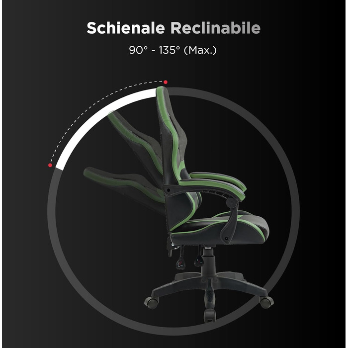 Ергономічне ігрове крісло Nuwo Odin, крісло для ПК, ігрове крісло, офісне крісло, м&39які підлокітники, регульована спинка та висота, поперекова підтримка та підголівник, 120 кг, військово-зелений, військово-зелена серія Odin