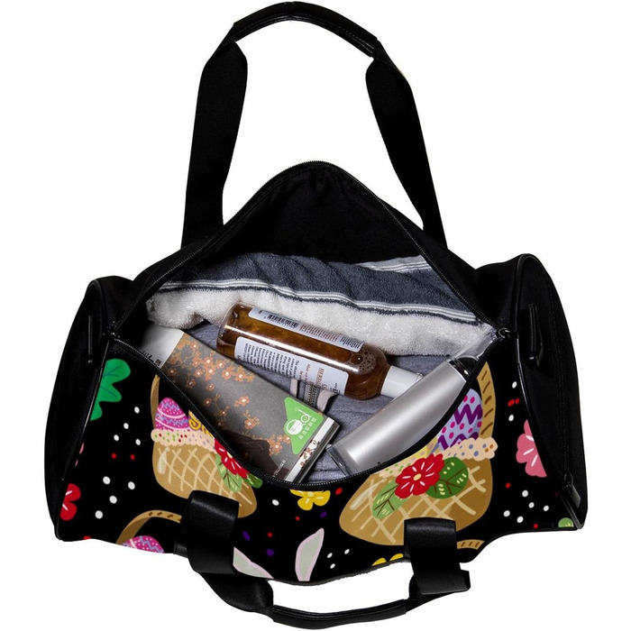 Спортивна сумка, маленька дорожня сумка, сумка для йоги, великодні яйця з кроликами, барвисті квіти, сумка для фітнесу на відкритому повітрі, ручна поклажа