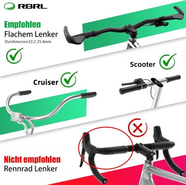 Дзеркало заднього виду для велосипеда RBRL зі справжнім склом ProVision, тримач дзеркала з алюмінієвого сплаву, ударостійке та міцне, поворотне на 360 та складне, для електровелосипедів, електросамокатів (ліве)